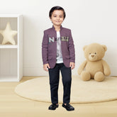 Boys Stylish Purple Blazer with T-Shirt & Pants – Kids Party Outfit